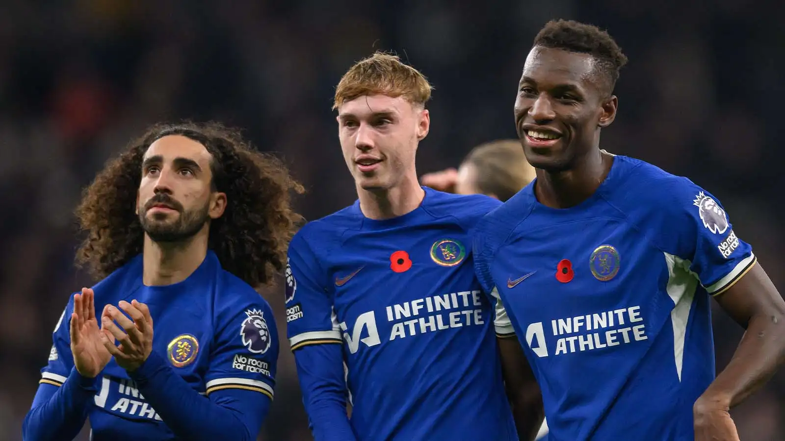 Chelsea's Nicolas Jackson, Cole Palmer and Marc Cucurella celebrate