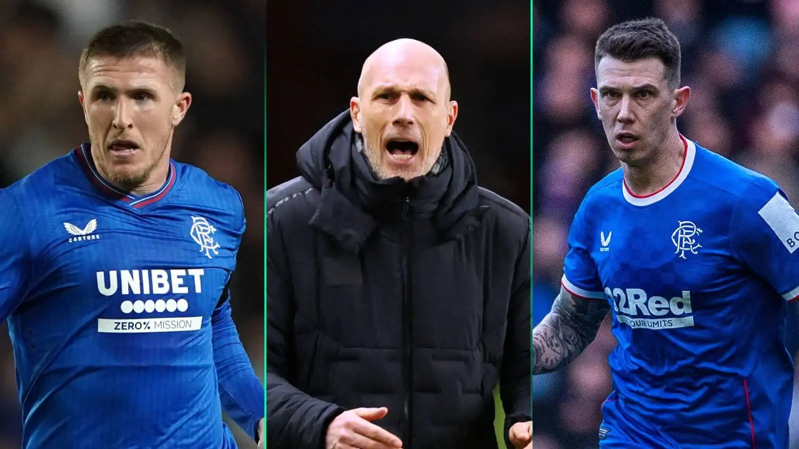 John Lundstram Philippe Clement and Ryan Jack John Lundstram, Philippe Clement and Ryan Jack