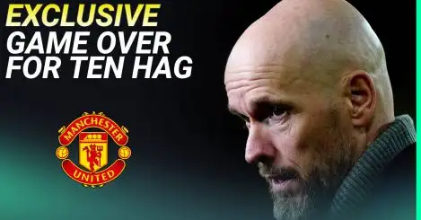 Manchester United manager Erik ten Hag looking concerned