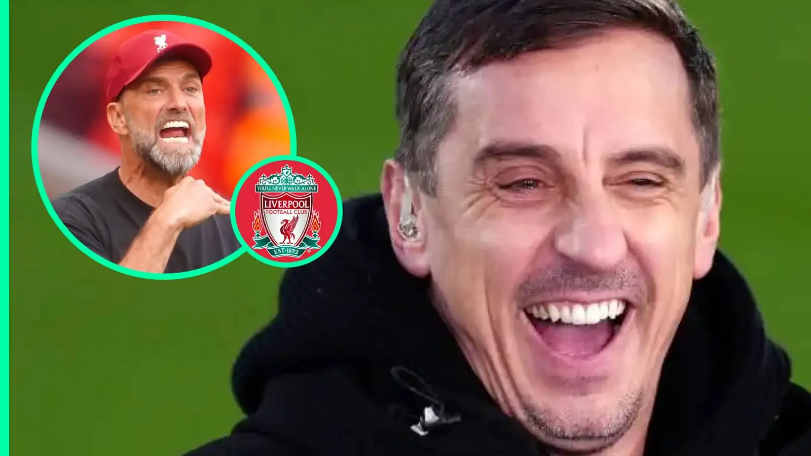 Gary Neville laughing as he drops massive Man Utd, Klopp admission ahead of exit and rates Liverpool title chances