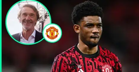 Man Utd winger Amad Diallo and Sir Jim Ratcliffe