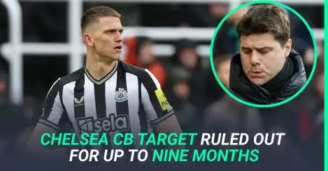 Top Chelsea centre-back target ruled out for up to nine months as Newcastle confirm disastrous news