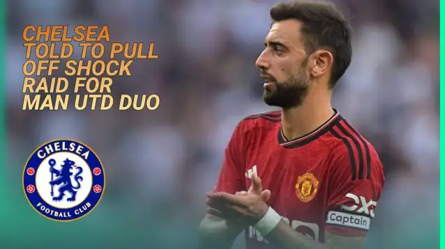 Bruno Fernandes of Manchester United next to the Chelsea badge