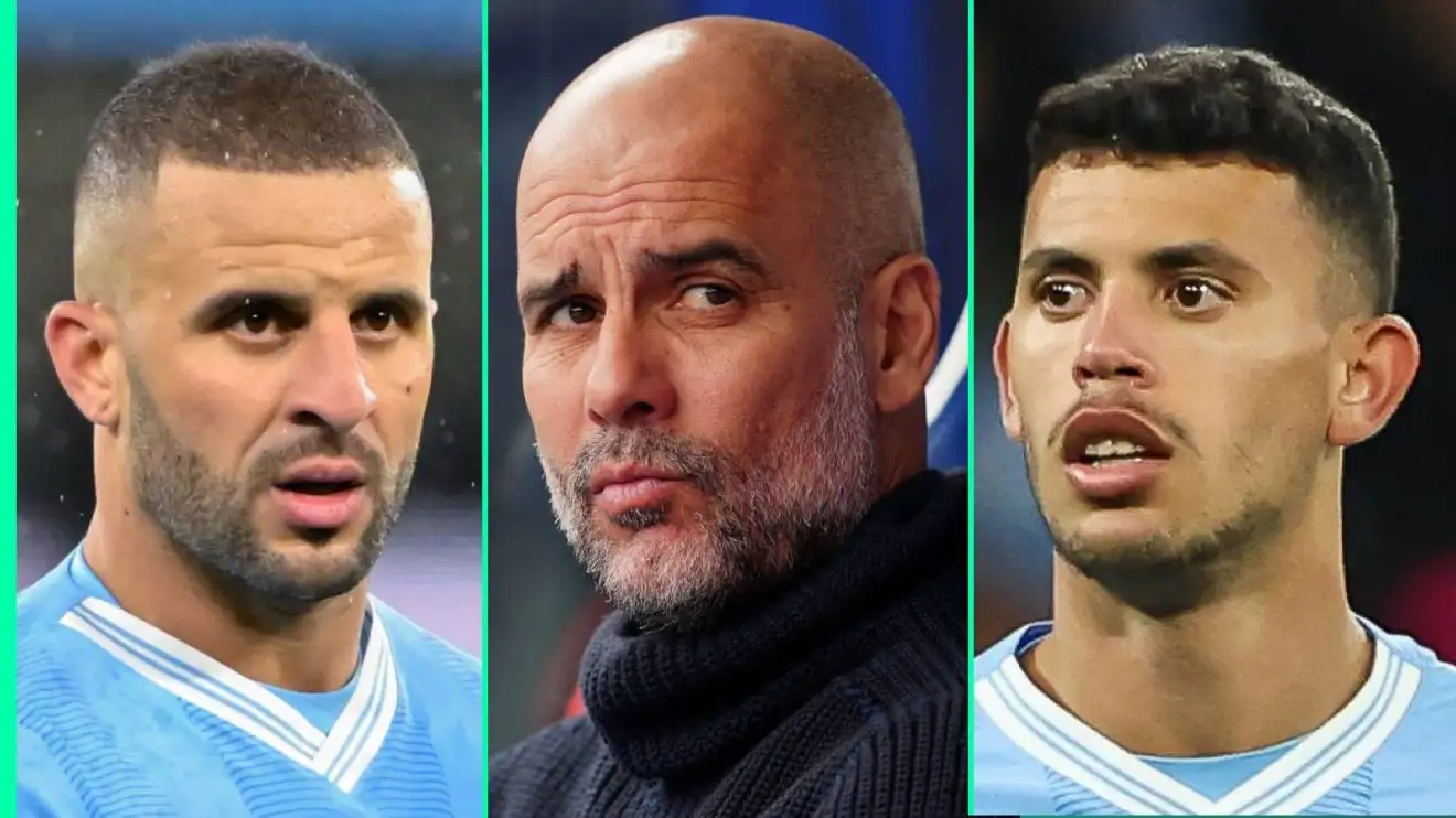 Kyle Walker, Pep Guardiola and Matheus Nunes
