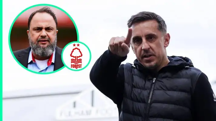 Nottingham Forest and owner Evangelos Marinakis are unhappy with Sky Sports pundit Gary Neville