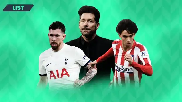 Atletico Madrid boss Diego Simeone, Pierre-Emile Hojbjerg and Joao Felix