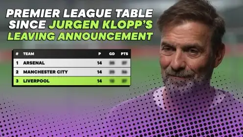 The shocking Premier League table since Jurgen Klopp announced he was leaving Liverpool