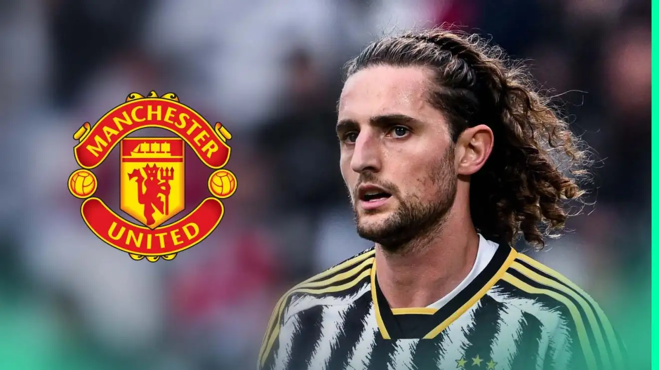 Adrien Rabiot (Juventus) next to Man Utd badge