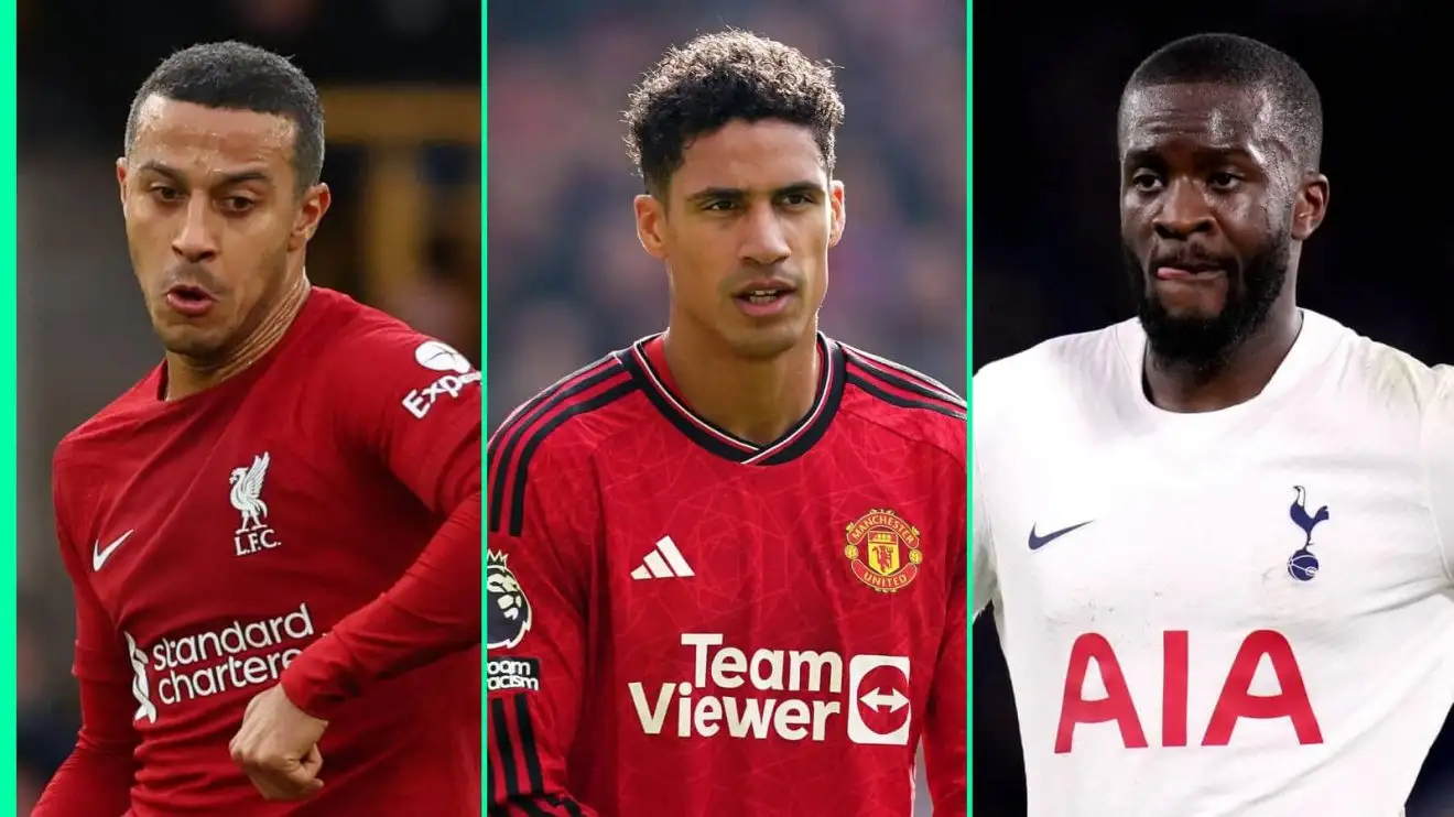 Thiago Alcantara at Liverpool, Raphael Varane at Man Utd and Tanguy Ndombele at Tottenham. Thiago Alcantara at Liverpool, Raphael Varane at Man Utd and Tanguy Ndombele at Tottenham.