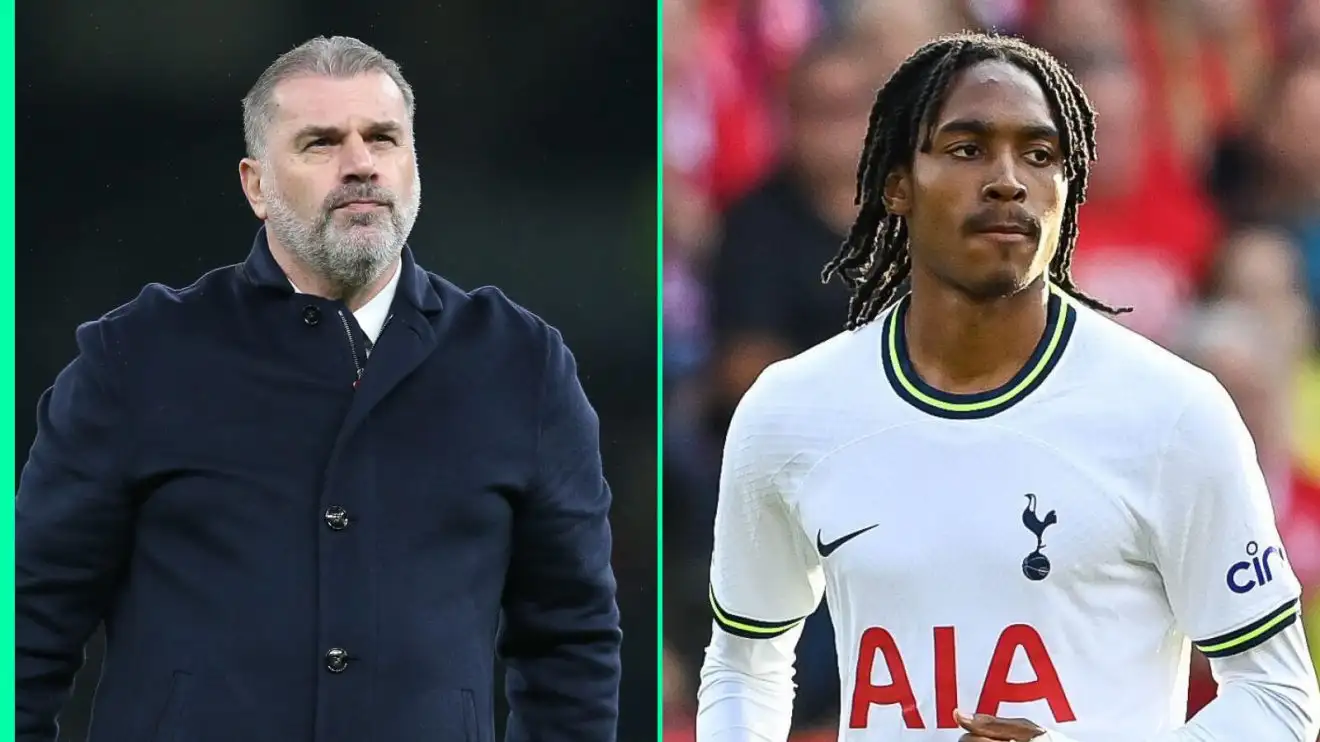 Tottenham boss Ange Postecoglou and outcast Djed Spence Tottenham boss Ange Postecoglou and outcast Djed Spence