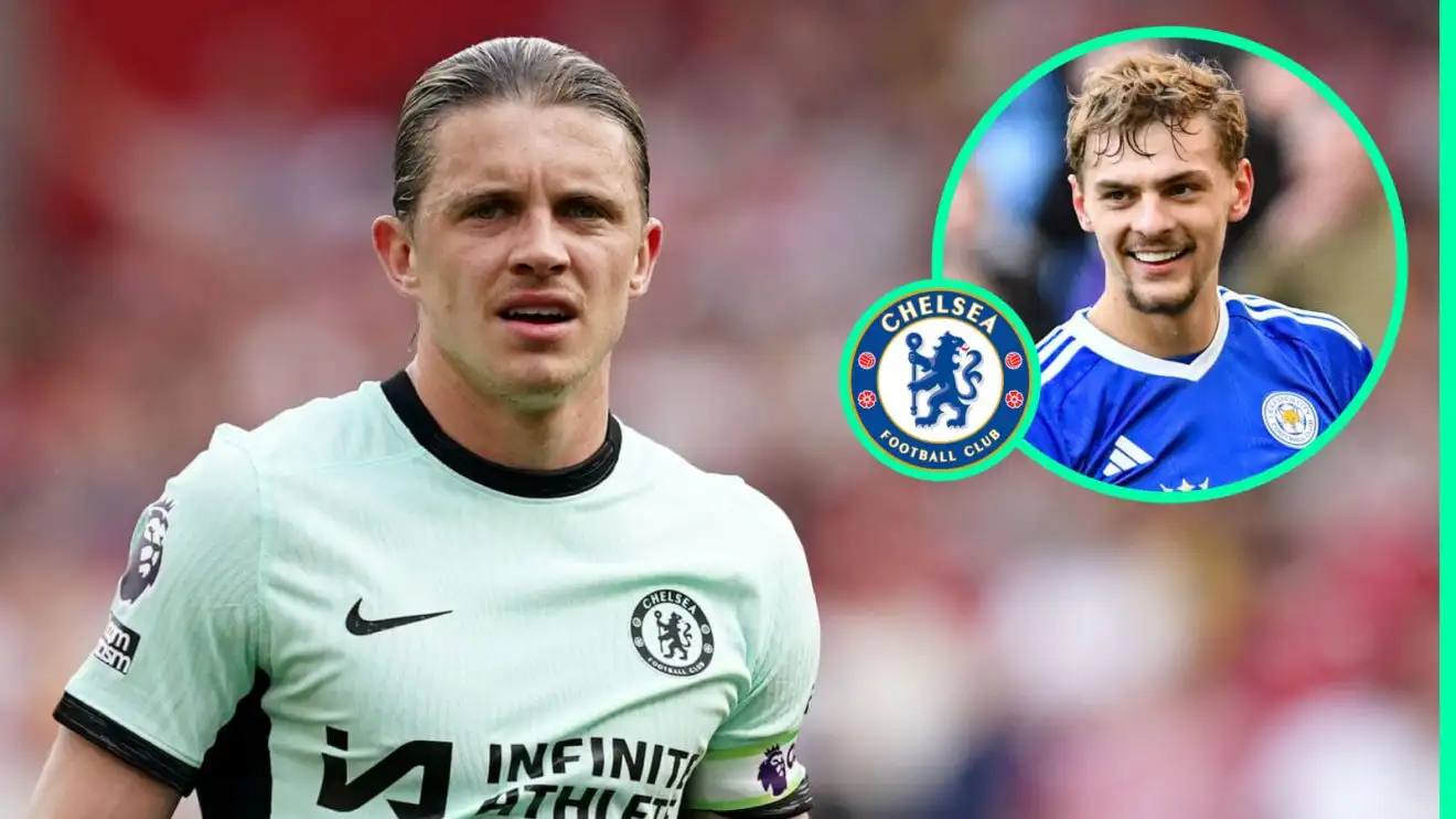 Chelsea midfielder Conor Gallagher, Leicester midfielder Kiernan Dewsbury-Hall Chelsea midfielder Conor Gallagher, Leicester midfielder Kiernan Dewsbury-Hall