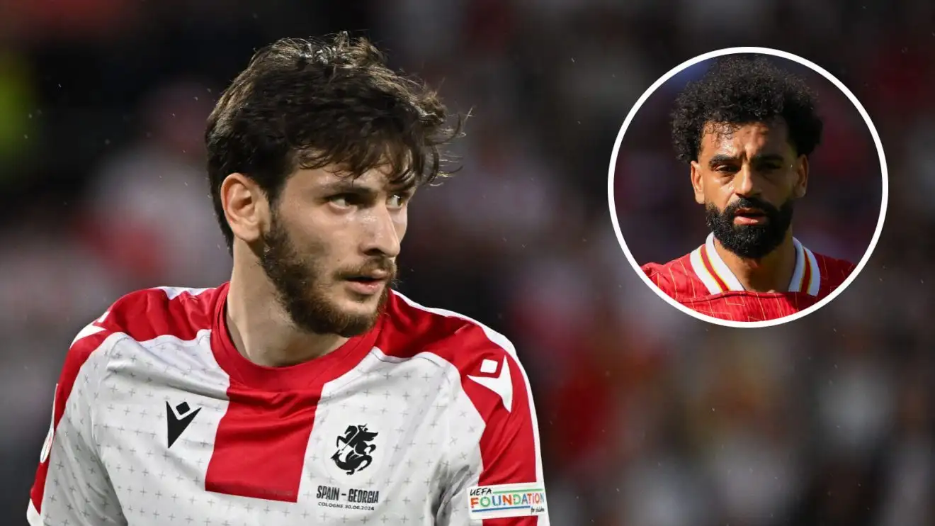 Georgia winger Khvicha Kvaratskhelia and Liverpool winger Mohamed Salah Georgia winger Khvicha Kvaratskhelia and Liverpool winger Mohamed Salah