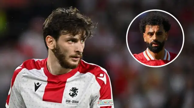 Georgia winger Khvicha Kvaratskhelia and Liverpool winger Mohamed Salah