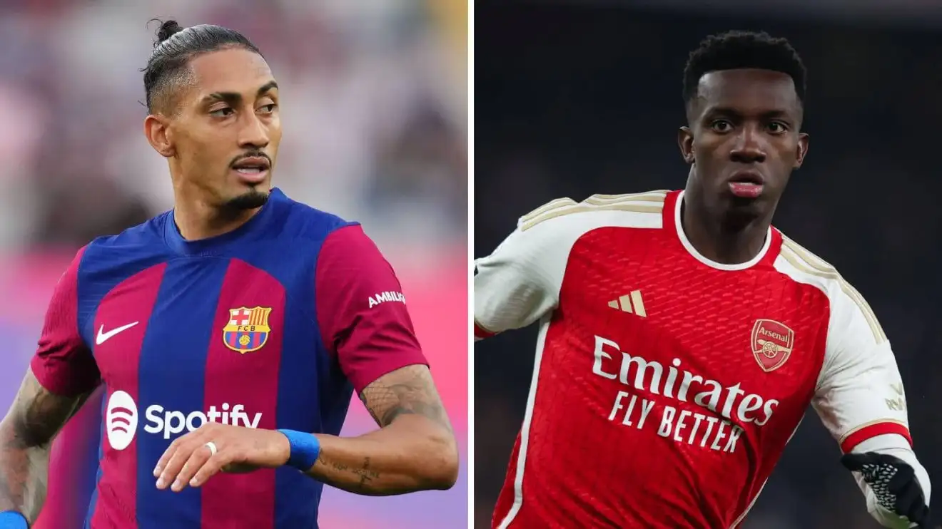 Raphinha of Barcelona and Arsenal striker Eddie Nketiah Raphinha of Barcelona and Arsenal striker Eddie Nketiah could be part of a swap deal this summer