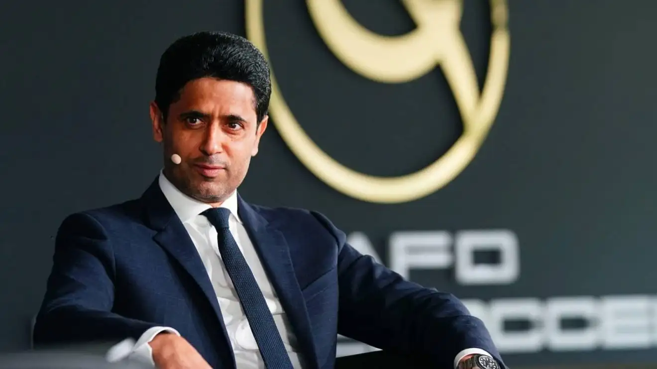 Paris Saint-Germain president Nasser Al-Khelaifi pictured at conference Paris Saint-Germain president Nasser Al-Khelaifi pictured at conference
