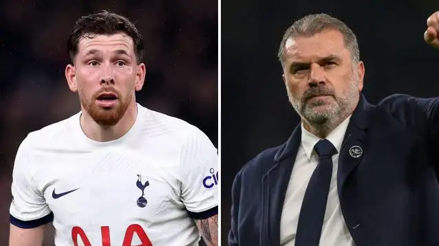 Pierre-Emile Hojbjerg and Ange Postecoglou, Tottenham