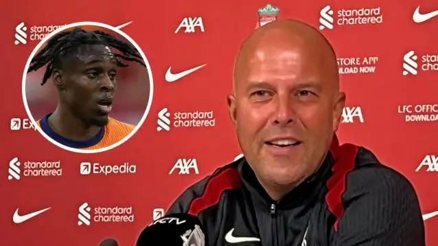 Liverpool manager Arne Slot, Netherlands stars Jeremie Frimpong