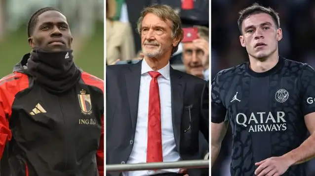 Amadou Onana, Sir Jim Ratcliffe and Manuel Ugarte, Man Utd
