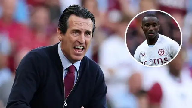 Aston Villa boss Unai Emery and Moussa Diaby