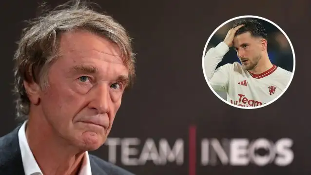 Sir Jim Ratcliffe and Man Utd player Mason Mount