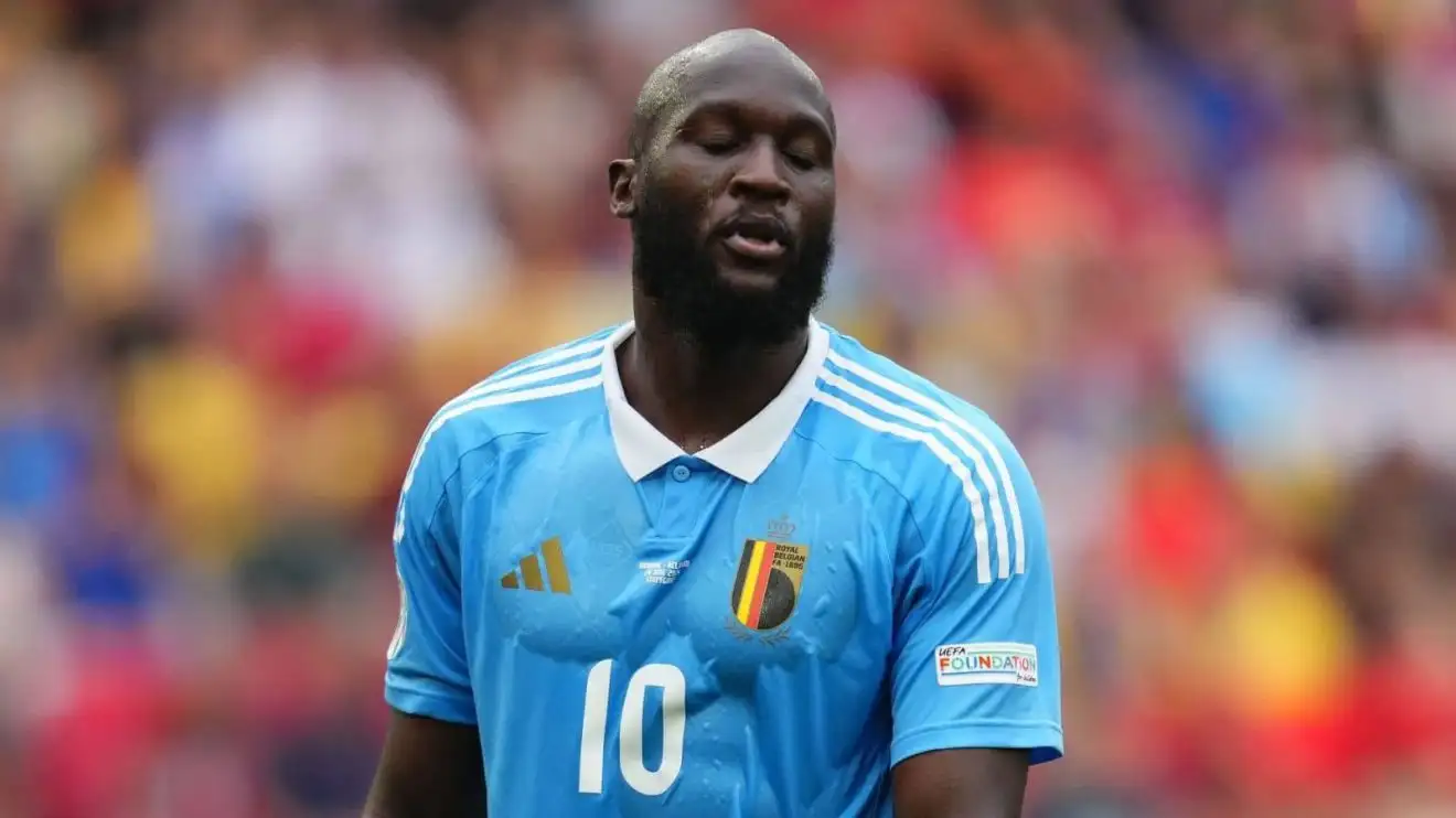 Romelu Lukaku in a blue Belgium kit