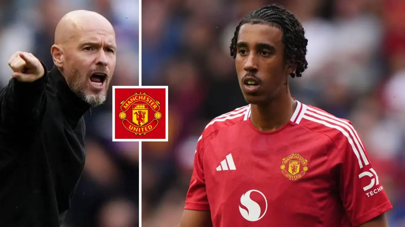 Erik ten Hag and Leny Yoro of Man Utd