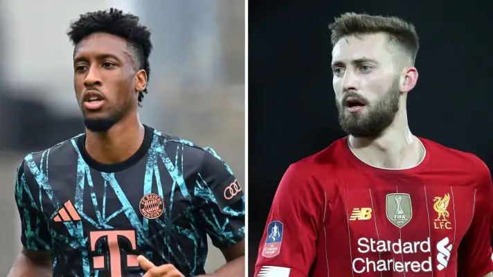 Bayern Munich winger Kingsley Coman, Liverpool defender Nat Phillips