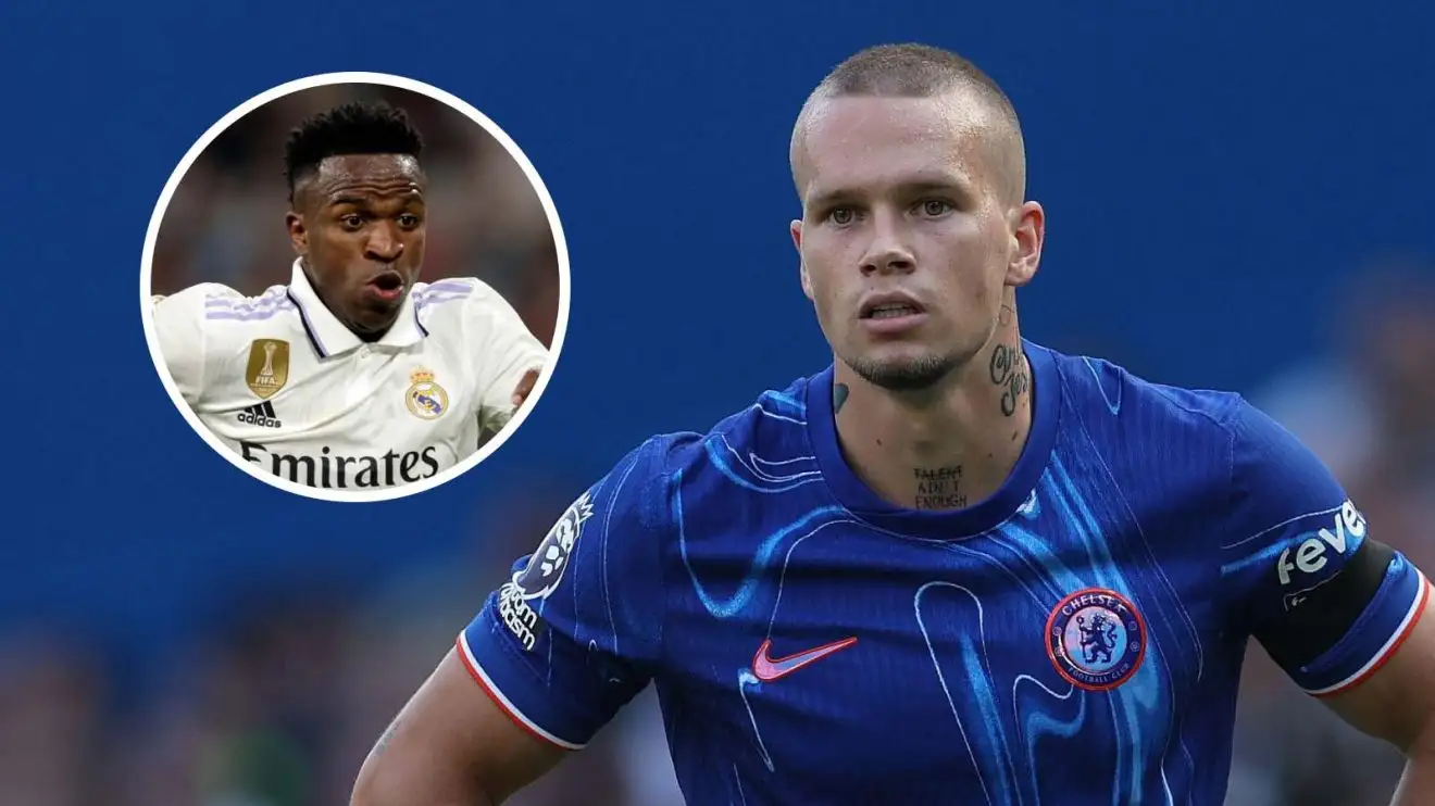 Mykhailo Mudryk of Chelsea and Real Madrid's Vini Jr