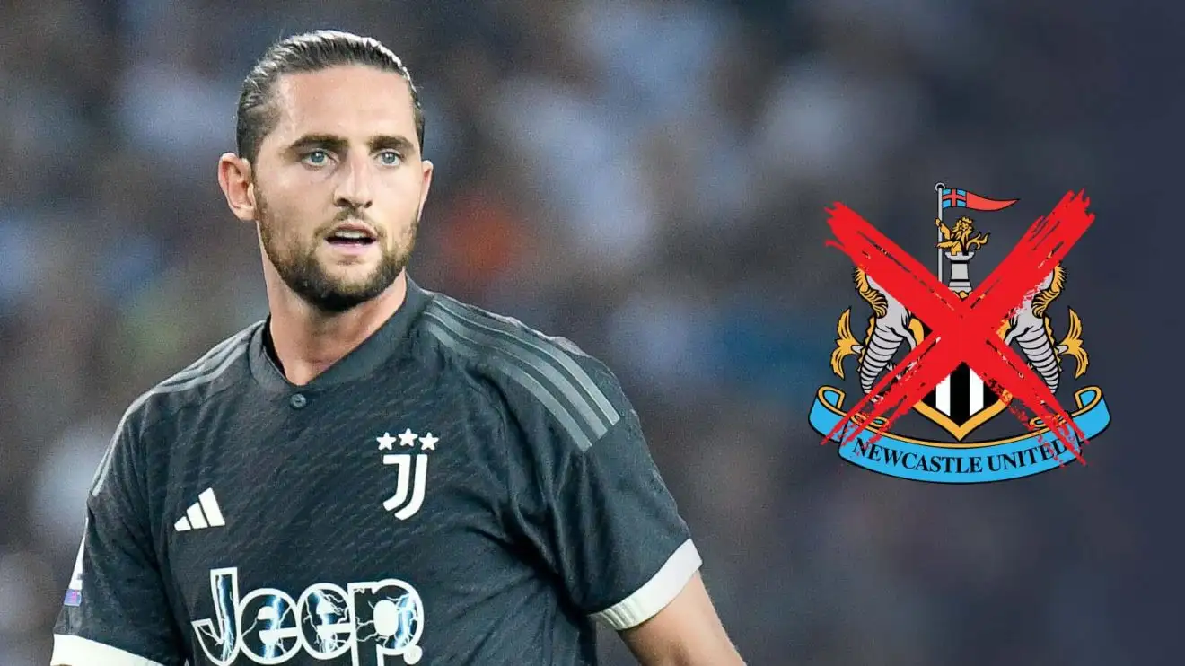 Adrien Rabiot next to the Newcastle badge