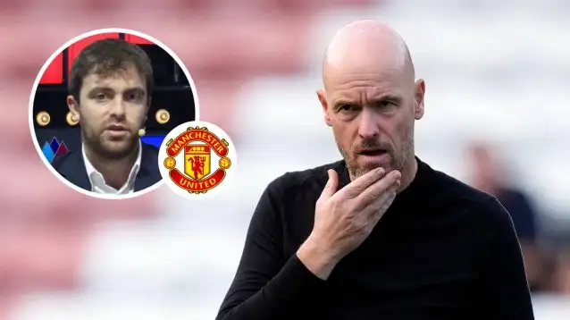 Manchester United manager Erik ten Hag and, inset, Fabrizio Romano