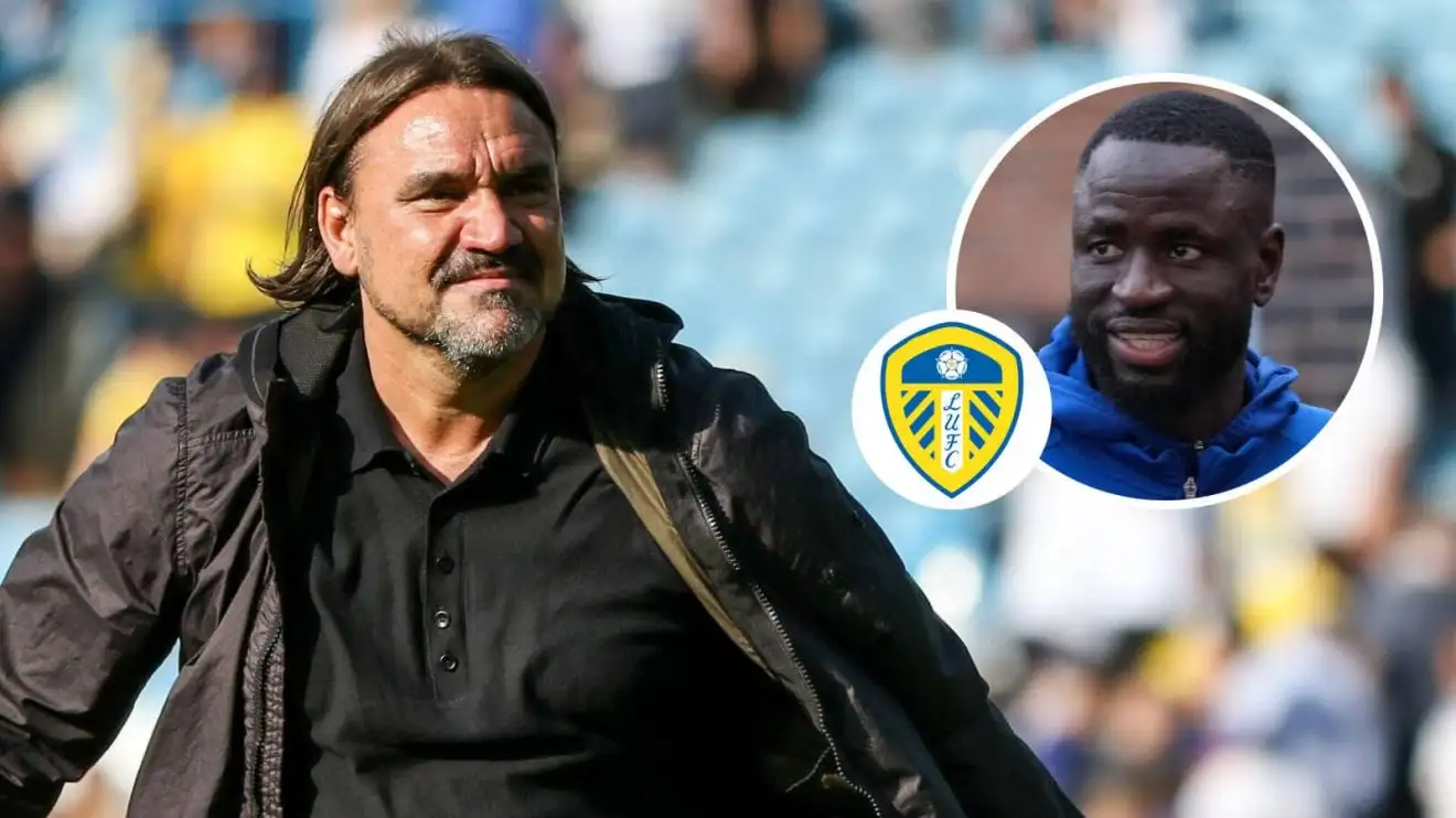 Leeds manager Daniel Farke and inset, Cheikhou Kouyate - image copyright of TEAMtalk