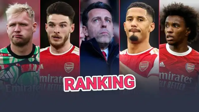 Aaron Ramsdale, Declan Rice, Edu, William Saliba and Willian