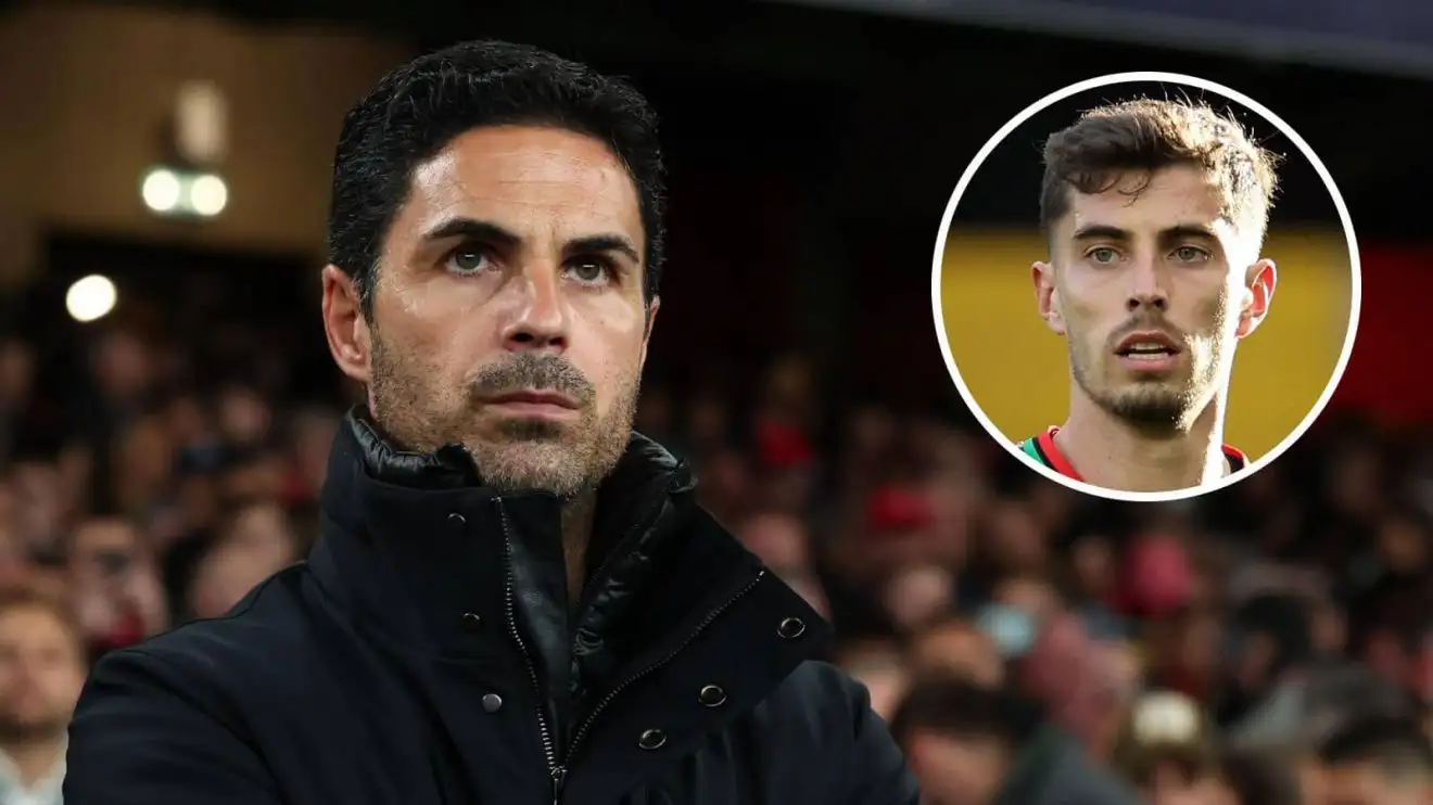 Arsenal manager Mikel Arteta and, inset, Kai Havertz - image copyright of TEAMtalk