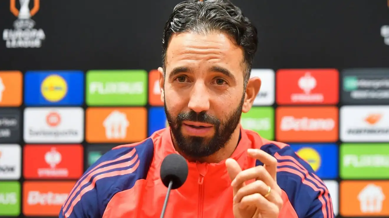 Man Utd manager Ruben Amorim Man Utd manager Ruben Amorim attends a Europa League press conference