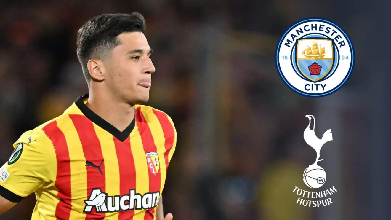 Lens centre-back Abdukodir Khusanov, Man City and Tottenham badges