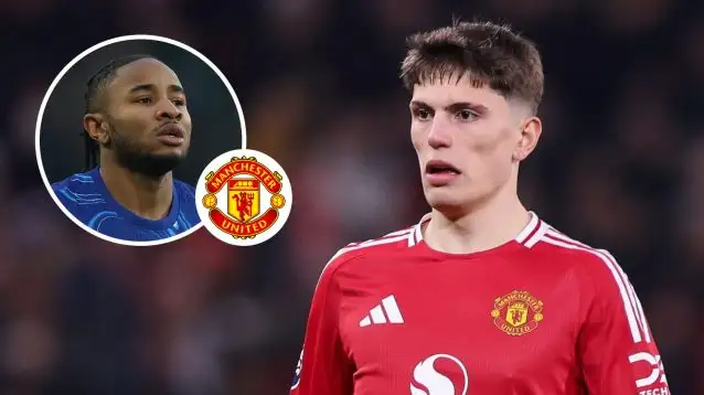 Christopher Nkunku of Chelsea and Alejandro Garnacho of Man Utd