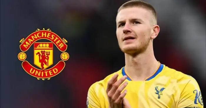 Man Utd to follow Crystal Palace midfielder Adam Wharton Crystal Palace midfielder Adam Wharton with the Manchester United badge next to him - copyright TEAMtalk