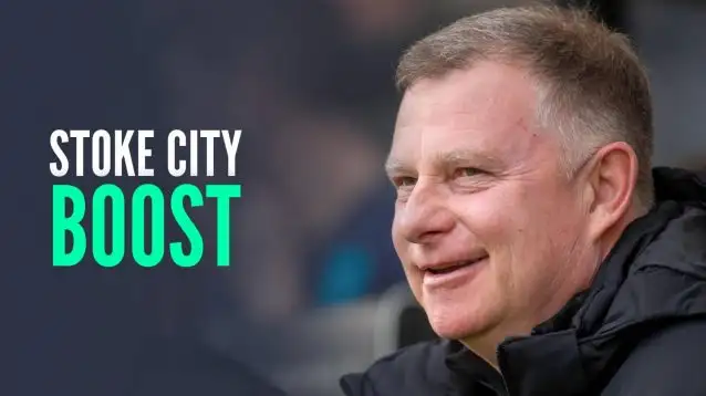 Manager Mark Robins with caption: Stoke City boost
