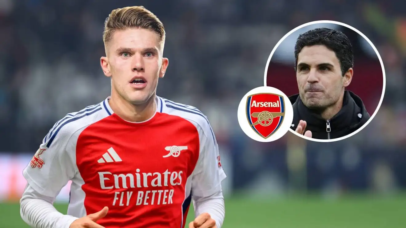 Viktor Gyokeres with an Arsenal shirt Photoshopped on him and, inset, Mikel Arteta Sporting Lisbon striker Viktor Gyokeres with an Arsenal shirt Photoshopped on him and, inset, Mikel Arteta