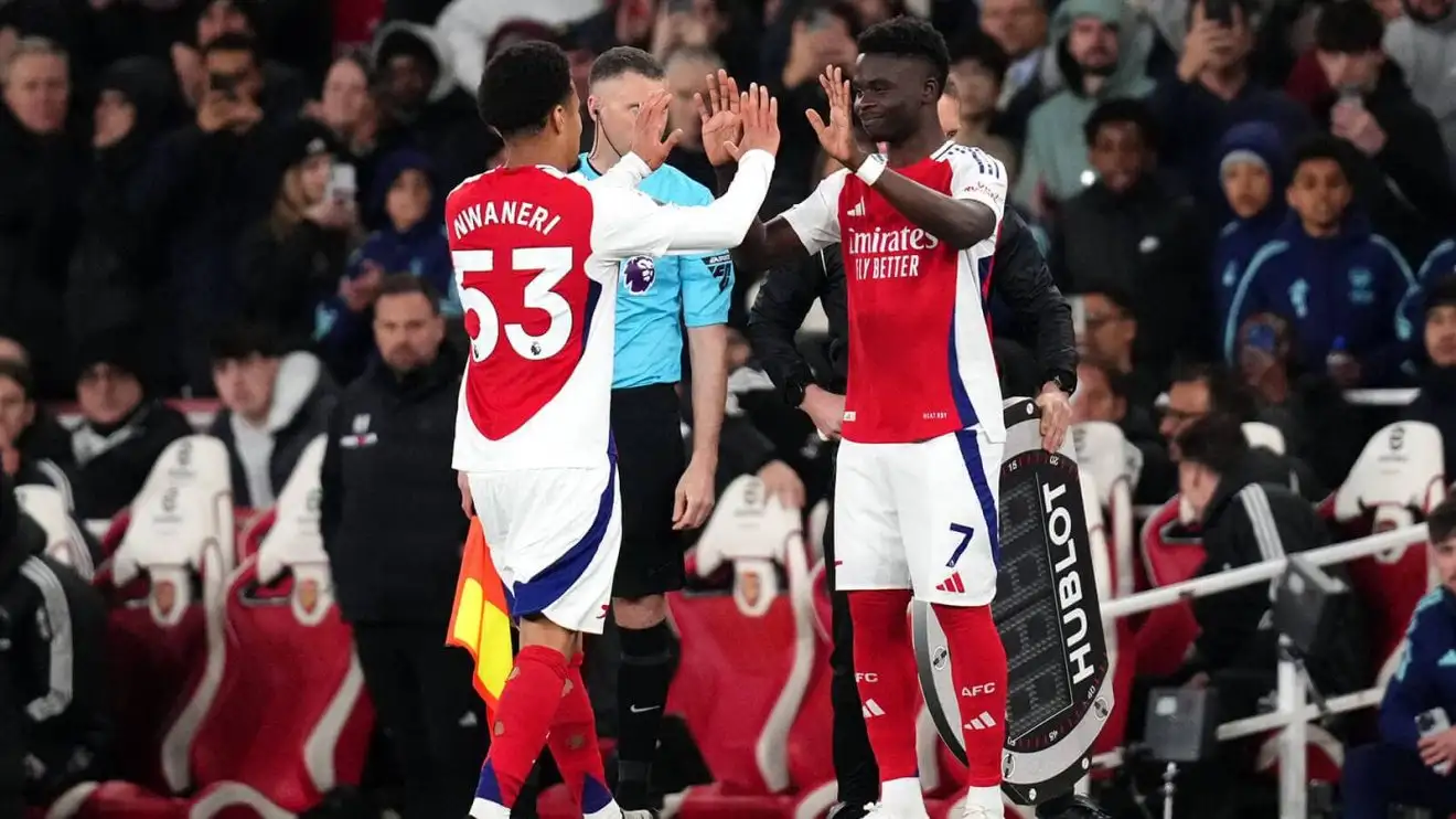 Bukayo Saka with his Arsenal team-mate Ethan Nwaneri, who is on Liverpool’s radar - copyright TEAMtalk