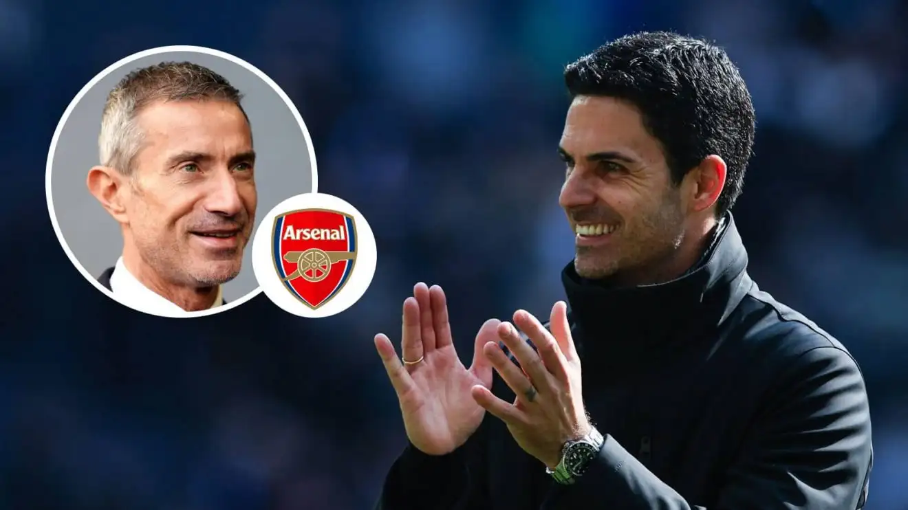 Arsenal manager Mikel Arteta and sporting director Andrea Berta Andrea Berta, Arsenal badge and Mikel Arteta - copyright TEAMtalk