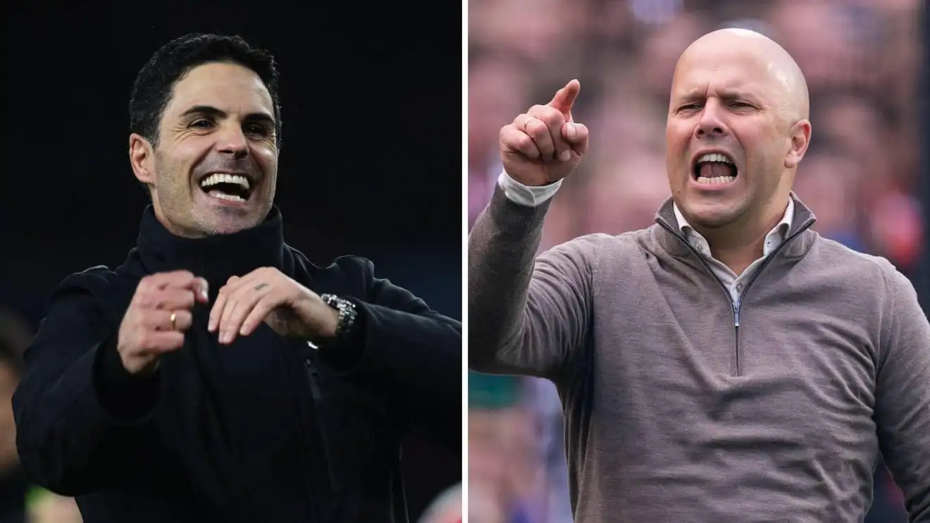 Split image of Arsenal manager Mikel Arteta and Liverpool boss Arne Slot - copyright TEAMtalk