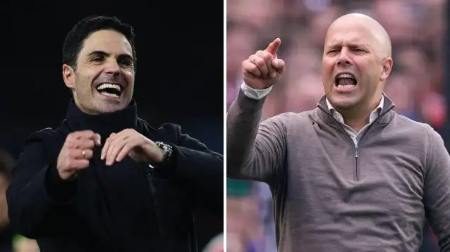 Split image of Arsenal manager Mikel Arteta and Liverpool boss Arne Slot - copyright TEAMtalk