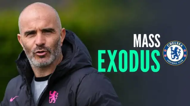 Chelsea manager Enzo Maresca, with caption: Mass exodus