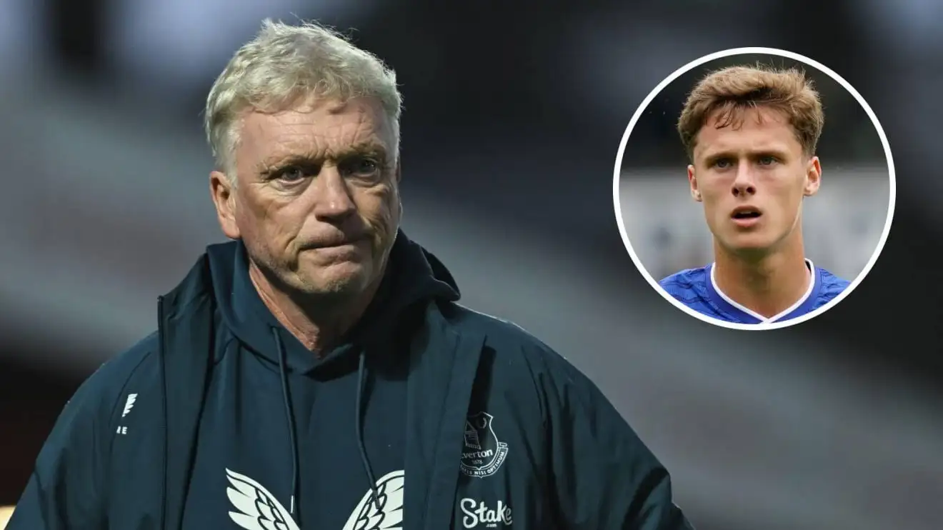 Everton manager David Moyes, with midfielder Harrison Armstrong