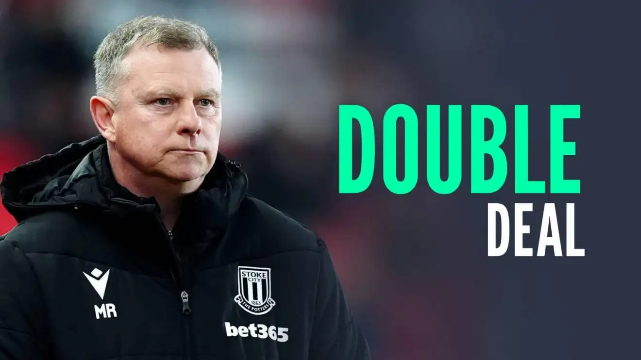 Stoke City manager Mark Robins, with caption: Double deal