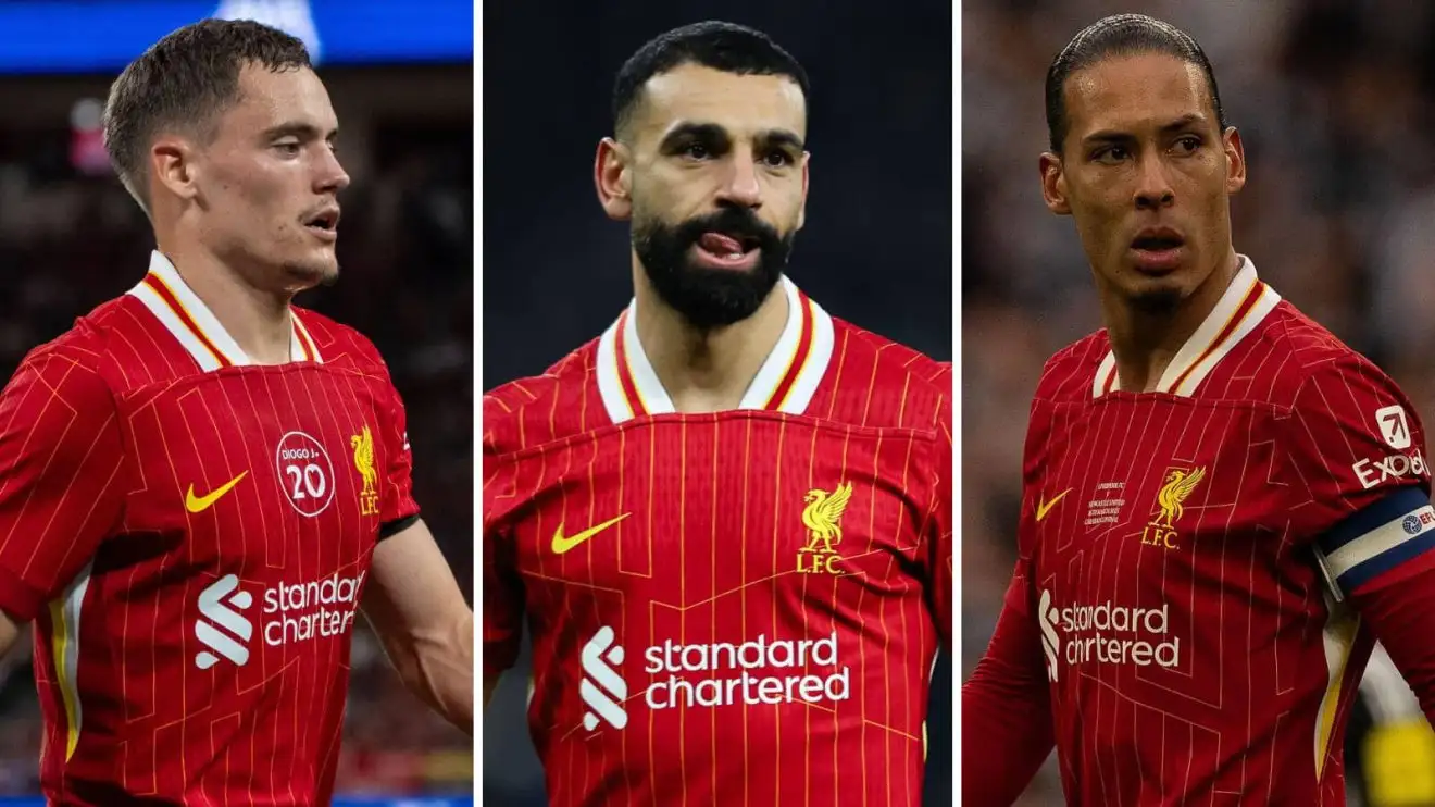 Florian Wirtz, Mohamed Salah and Virgil van Dijk Florian Wirtz, Mohamed Salah and Virgil van Dijk