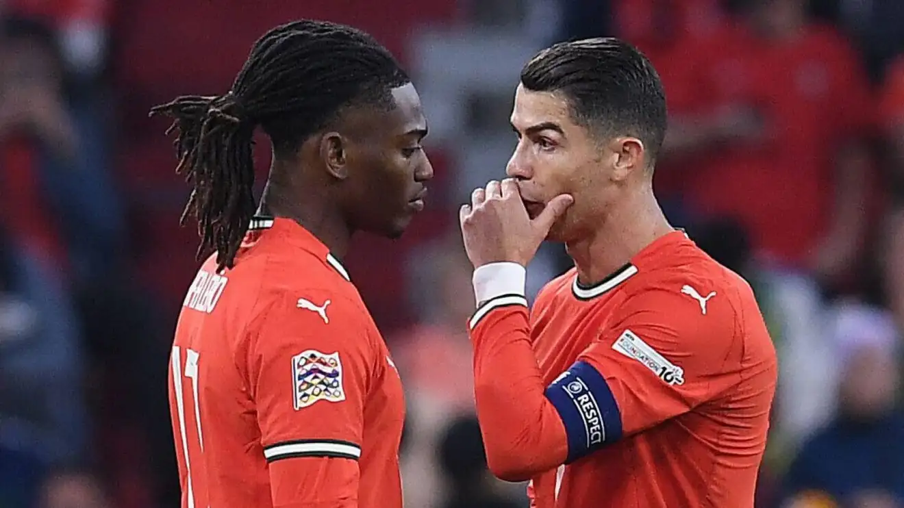 Portugal forwards Rafael Leao and Cristiano Ronaldo Portugal forwards Rafael Leao and Cristiano Ronaldo