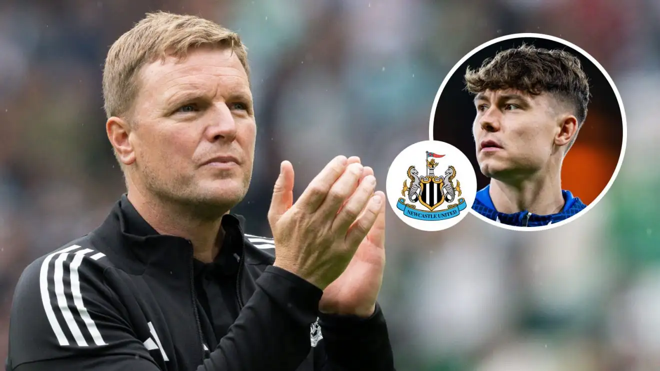 Eddie Howe and Jorgen Strand Larsen, Newcastle Eddie Howe and Jorgen Strand Larsen, Newcastle