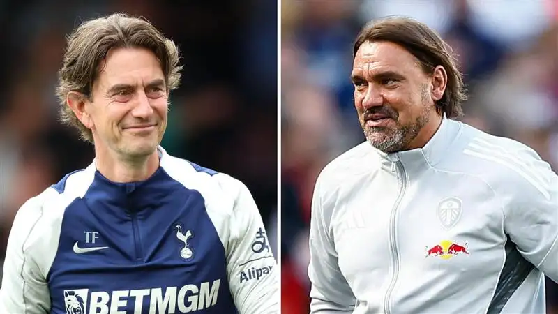 Tottenham manager Thomas Frank and Leeds United manager Daniel Farke Tottenham manager Thomas Frank and Leeds United manager Daniel Farke